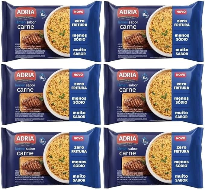 Kit 6 Macarrão Instantâneo Carne Adria Zero Fritura