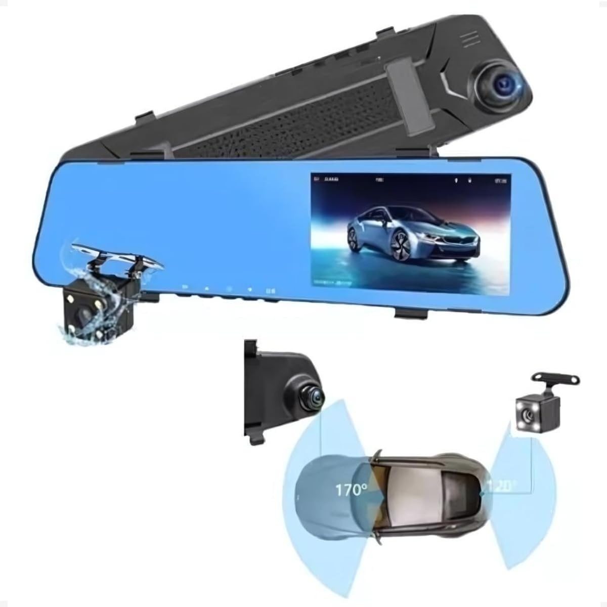 Retrovisor Uber com Câmera Frontal Full HD e Filmadora Integrada