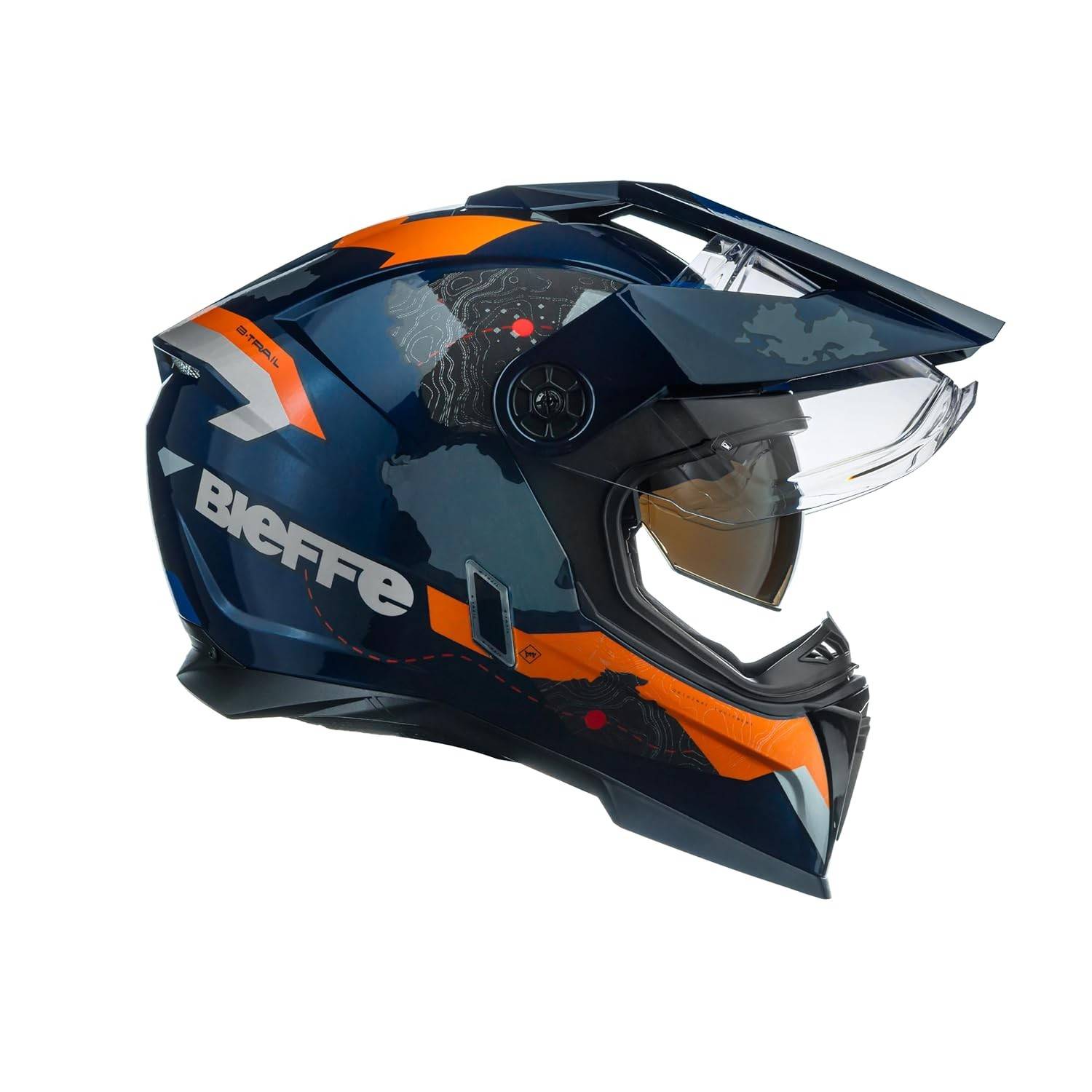 Capacete Masculino Bieffe B-Trail Frontier Azul com Óculos Integrado - Segurança e Estilo para Sua Moto