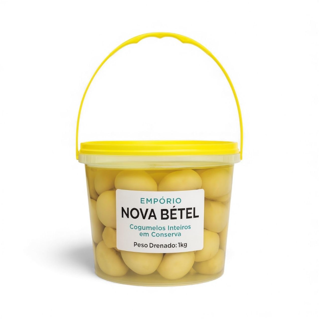 Cogumelo Inteiro Balde Premium (Líquido 2kg / Drenado 1kg) - Frescor e Sabor Natural
