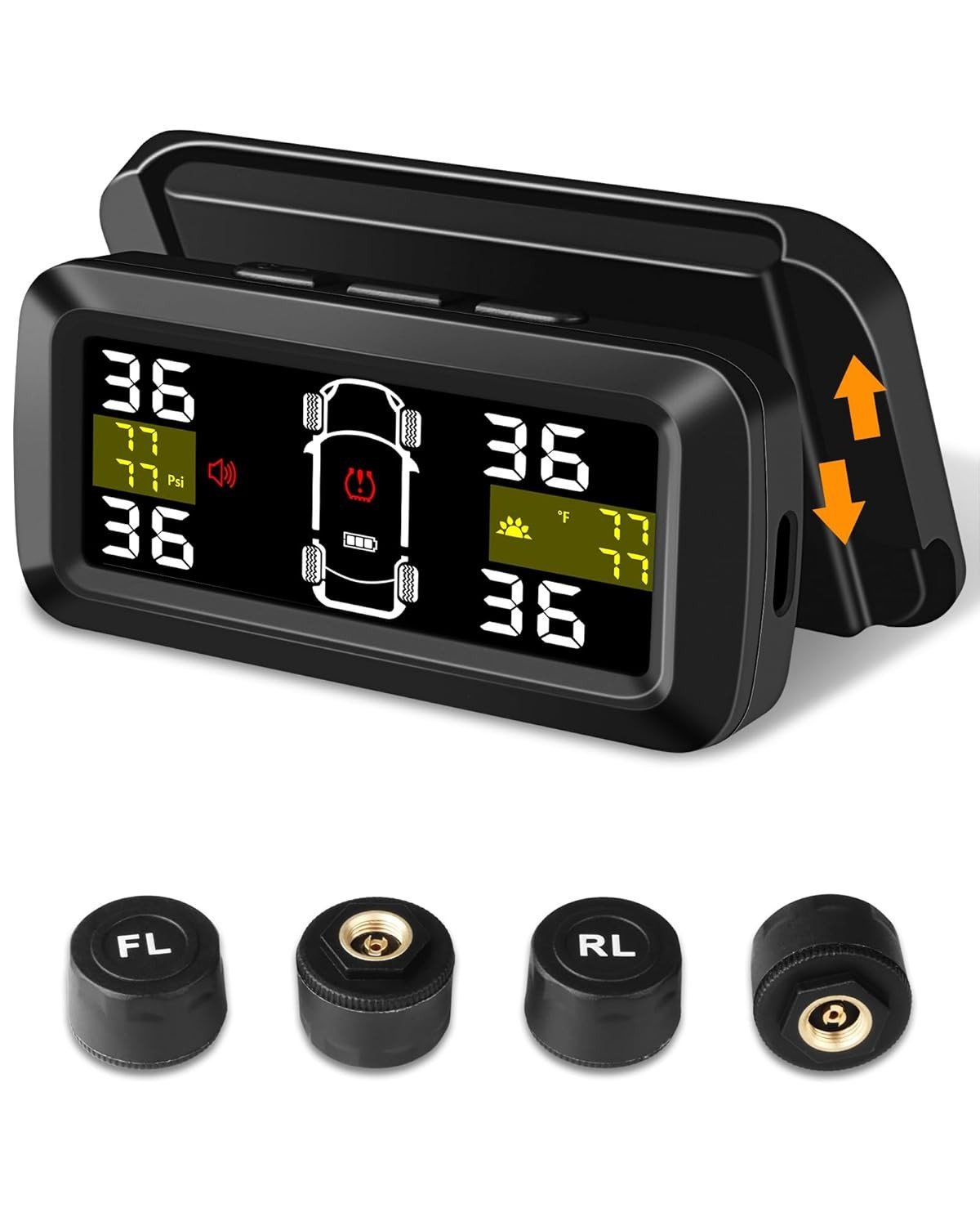 Sistema TPMS Solar H11: Monitoramento Inteligente de Pressão de Pneus com 4 Sensores Externos e Tela Solar