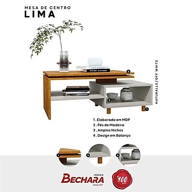 Mesa de Centro Lima: Design Moderno e Espaço Inteligente