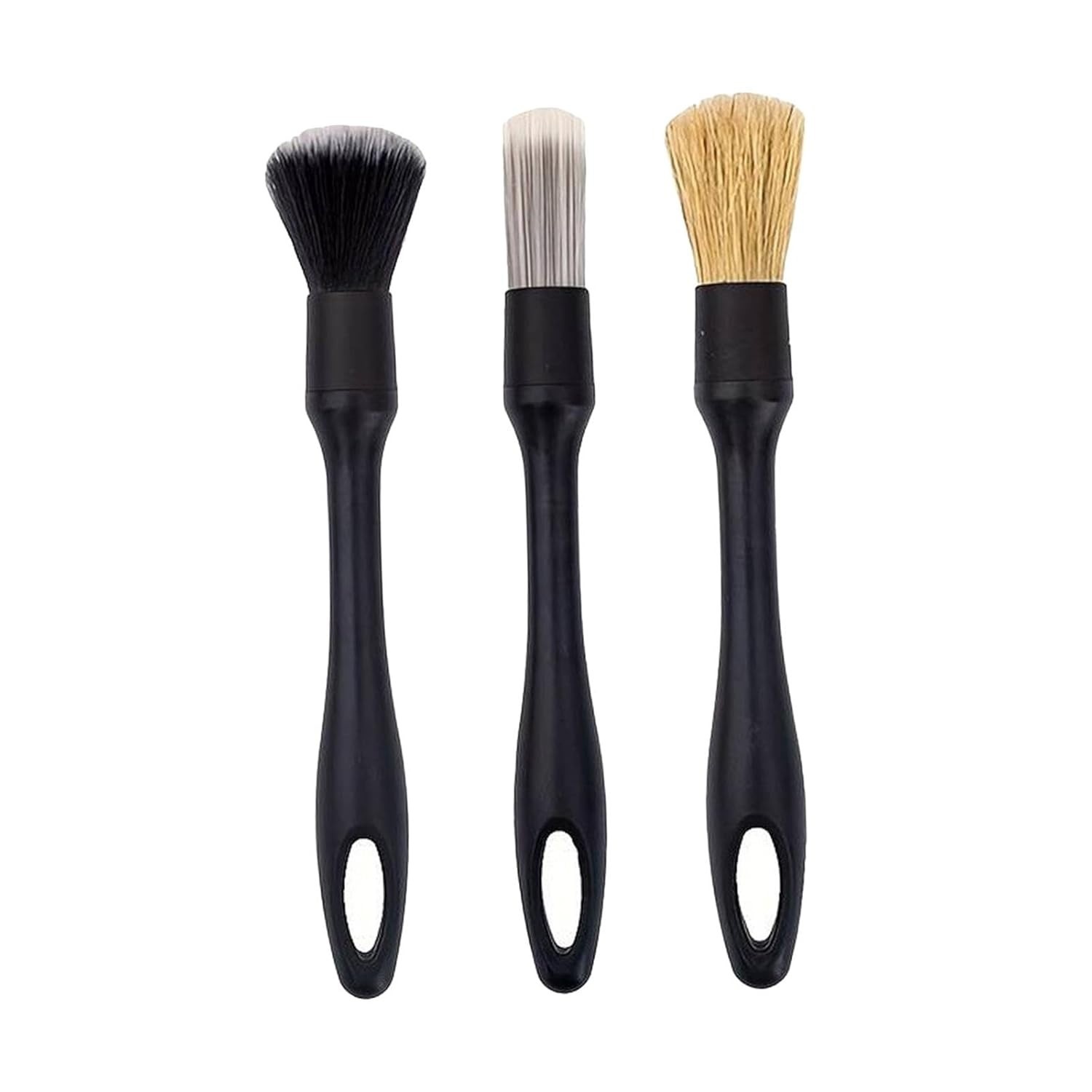 Kit 3 Escovas Detalhe Interior Carro: Limpeza Profunda e Suave