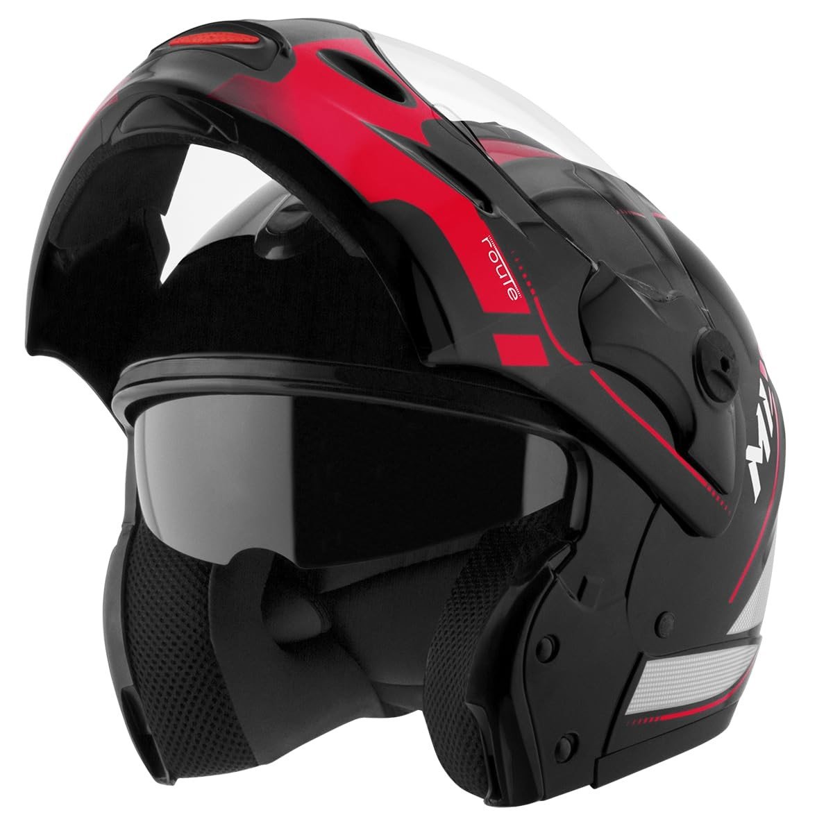 Capacete Mixs MX Captiva Robocop Cinza Vermelho: Viseira Solar Interna e Design Articulado