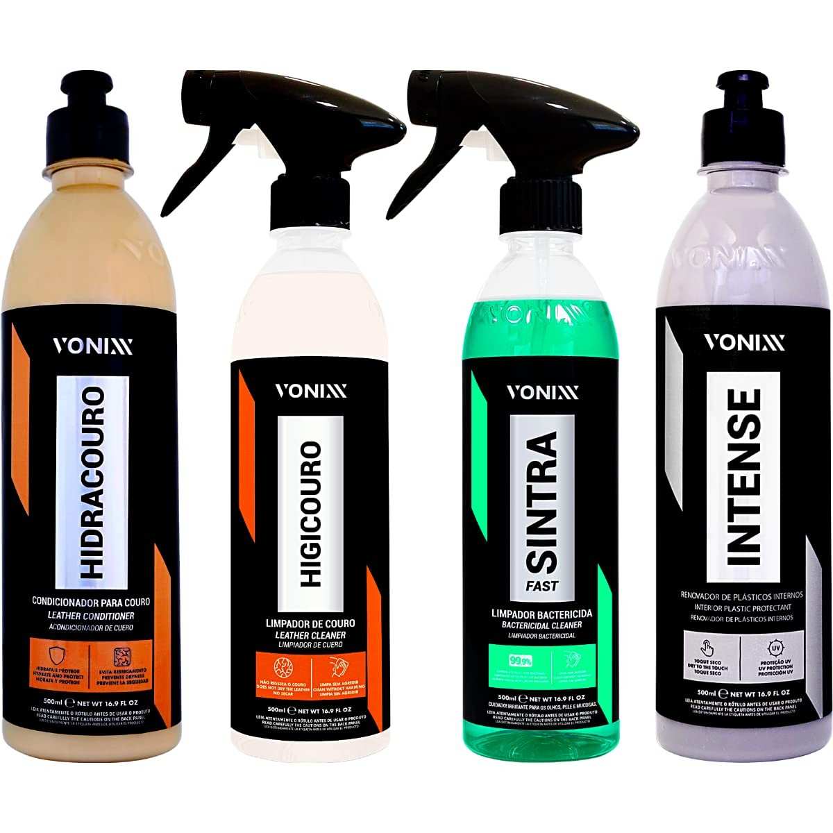 Kit Essencial Vonixx: Limpeza Profunda e Renovação para Couro e Plásticos Internos