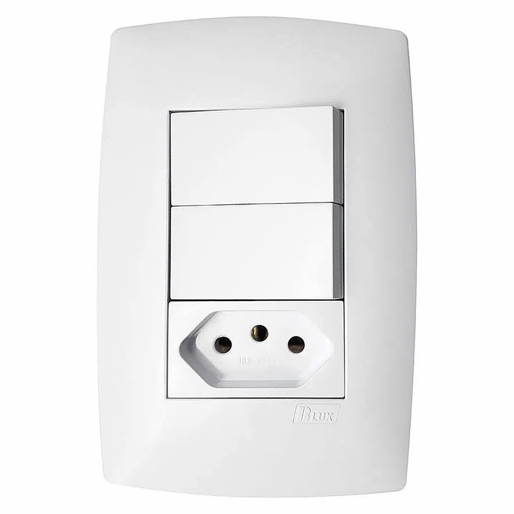 Interruptor Duplo com Tomada Blux Home: Design Moderno e Prático