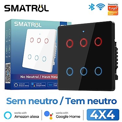 Interruptor Inteligente WiFi 6 Gangues SMATRUL