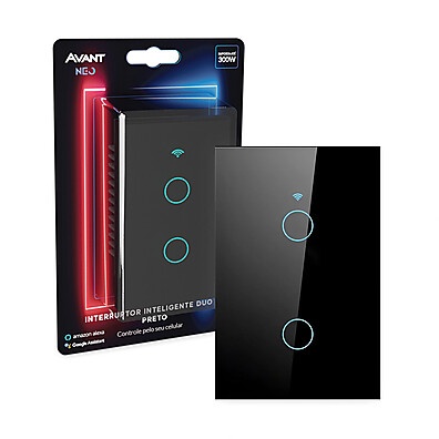 Interruptor Smart Wi-Fi 2 Botões com Controle por Voz - Avant Neo