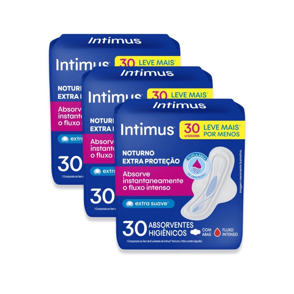 Intimus® Noturno: Kit 3 Absorventes para Noites Tranquilas