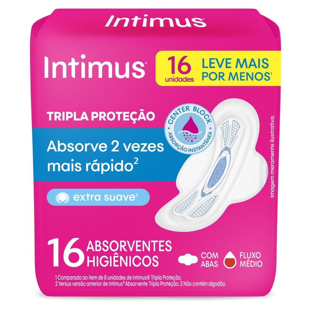 Intimus Tripla Proteção: Absorvente com Abas e 16un