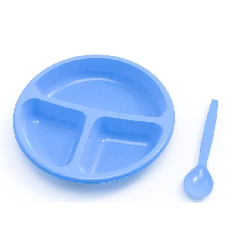 Kit Refeição Infantil com Prato Dividido e Colher Baby - Seguro e Prático para Introdução Alimentar