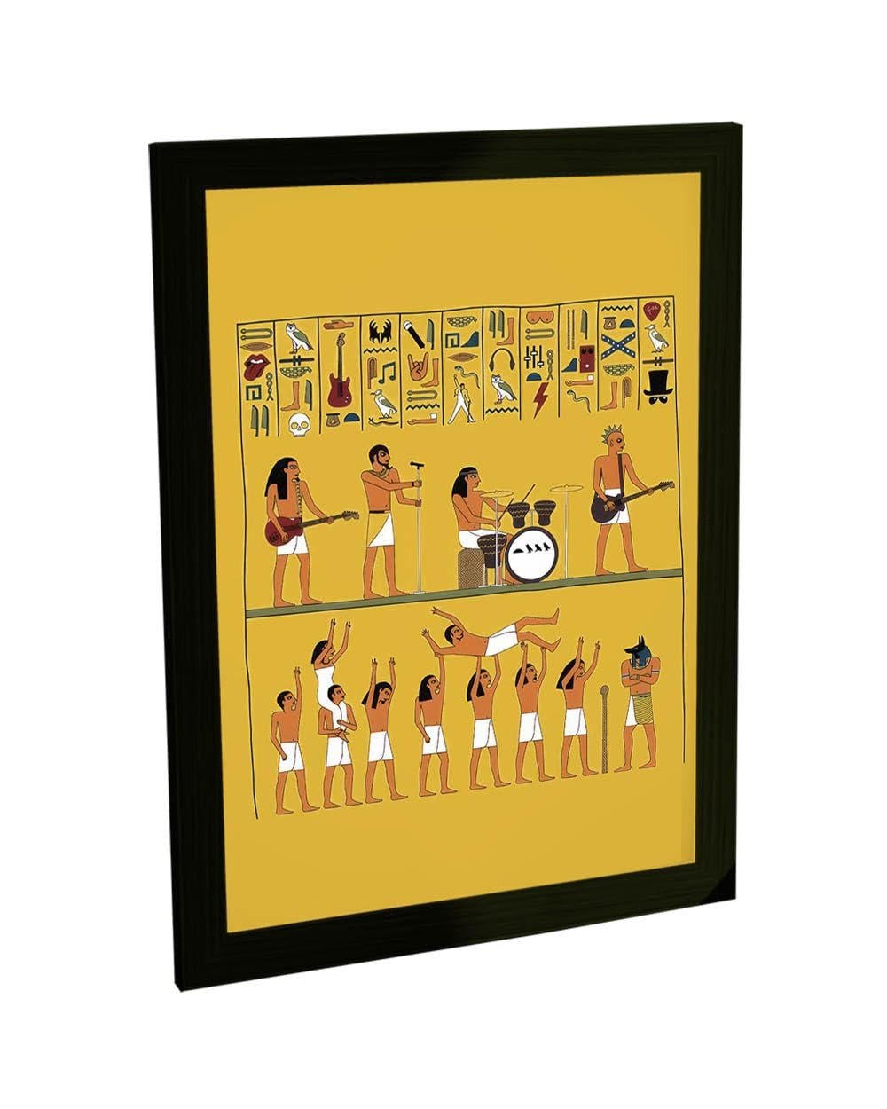 Quadro Decorativo A4 Engraçado - A Invenção Do Rock No Egito | Moldura em Pinus com Acetato