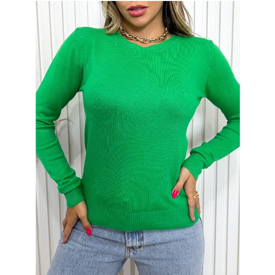 Suéter Moletom Feminino Básico com Gola Redonda para Inverno