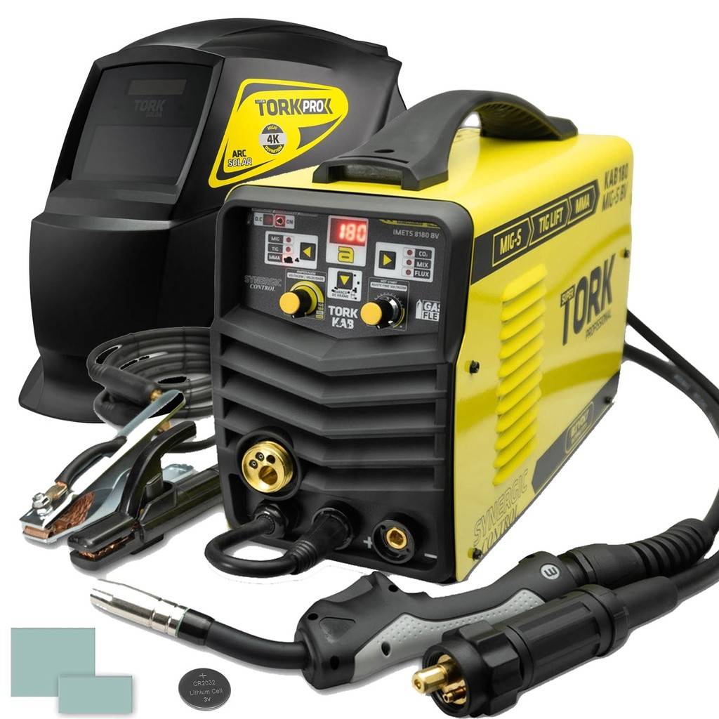 Inversor Solda 180A Tork: MIG, TIG e MMA + Máscara