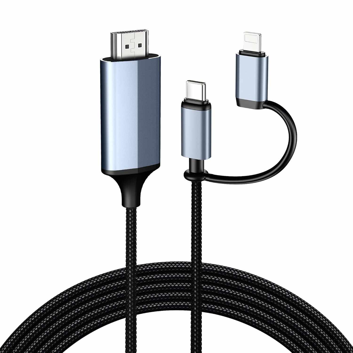Cabo Lulaven 2 em 1 Lightning/Tipo-C para HDMI: Conecte iPhone e iPad à TV em Alta Definição!