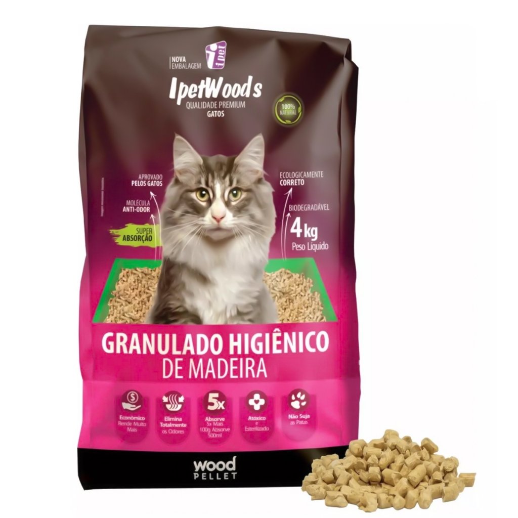Ipet Woods: Granulado Higiênico 5x Mais Absorvente