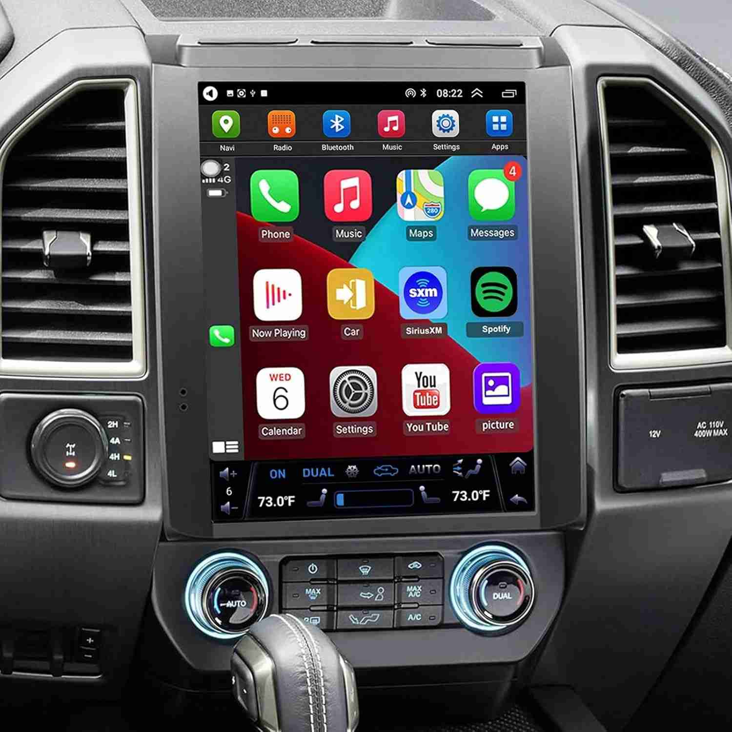 Central Multimídia Android 12 para Ford F150 2015-2020: Tela 12.1" IPS, Carplay Sem Fio e GPS Integrado