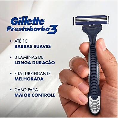 Kit 4x Prestobarba 3 Suave: Barbear Fácil e Sem Irritação