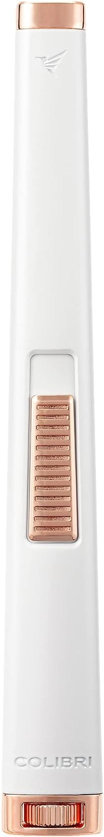 Colibri Isqueiro Aura 10Mm de Chama Plana - Elegante E À Prova de Vento com Butano Recarregável, Ideal para Charutos E Velas, com Ignição de Ação Única (Branco Fosco + Rosa)