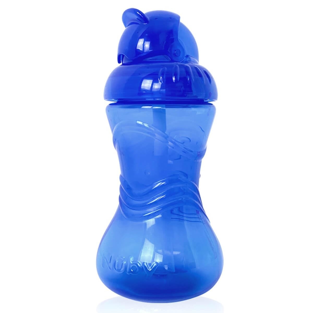 Copo Com Canudo Flip-it Azul da Nuby - 300ml Antivazamento e Livre de BPA