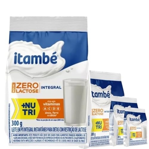 4 Unidades-Leite Pó Instantâneo Integral Zero Lactose Itambé - 300g