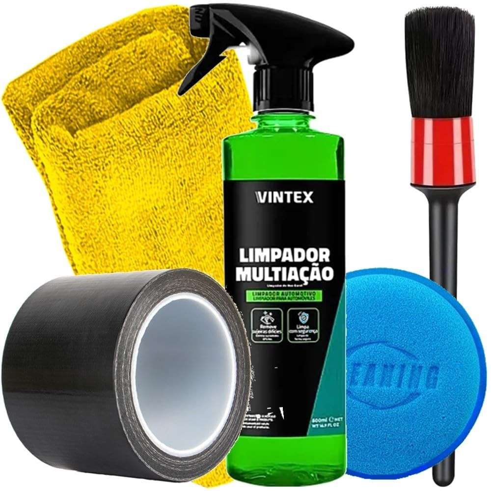 Kit Completo Limpeza e Recuperação Couro e Pneus - 5 Itens Essenciais