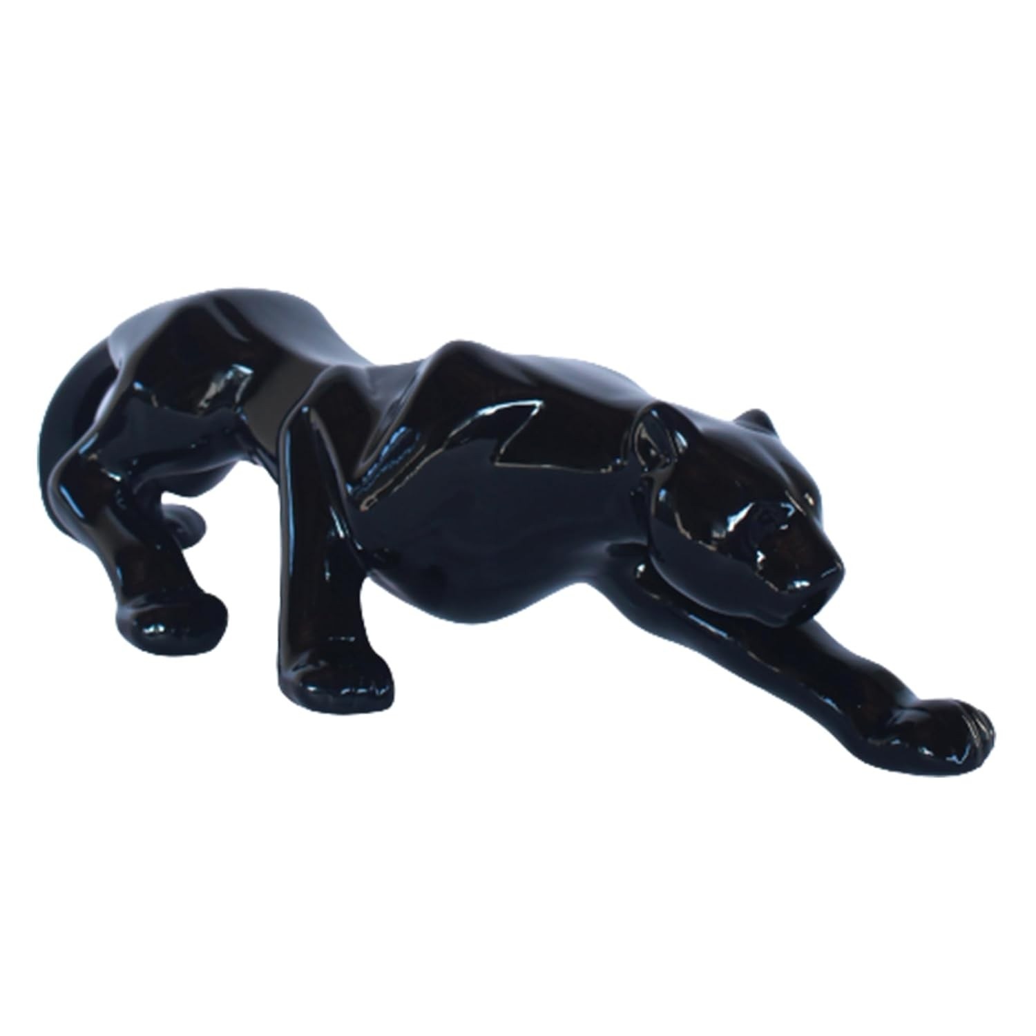 Estatueta Pantera Negra em Cerâmica - Onça Jaguar 63cm | Decoração Elegante e Feroz