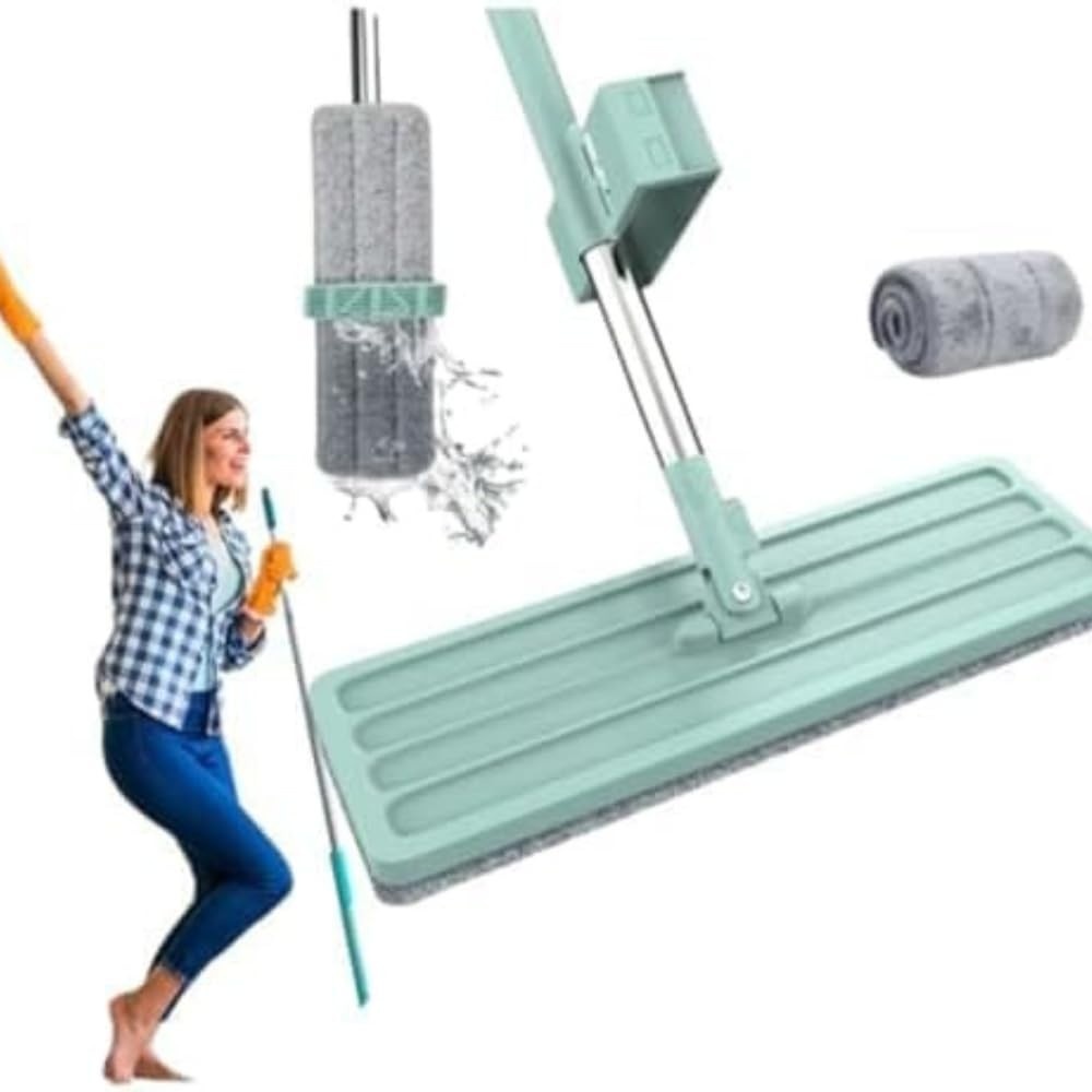 Mop Rodo Mágico 360º com Cabo Inox e 2 Refis - Limpeza Profunda e Prática para Pisos, Vidros e Janelas