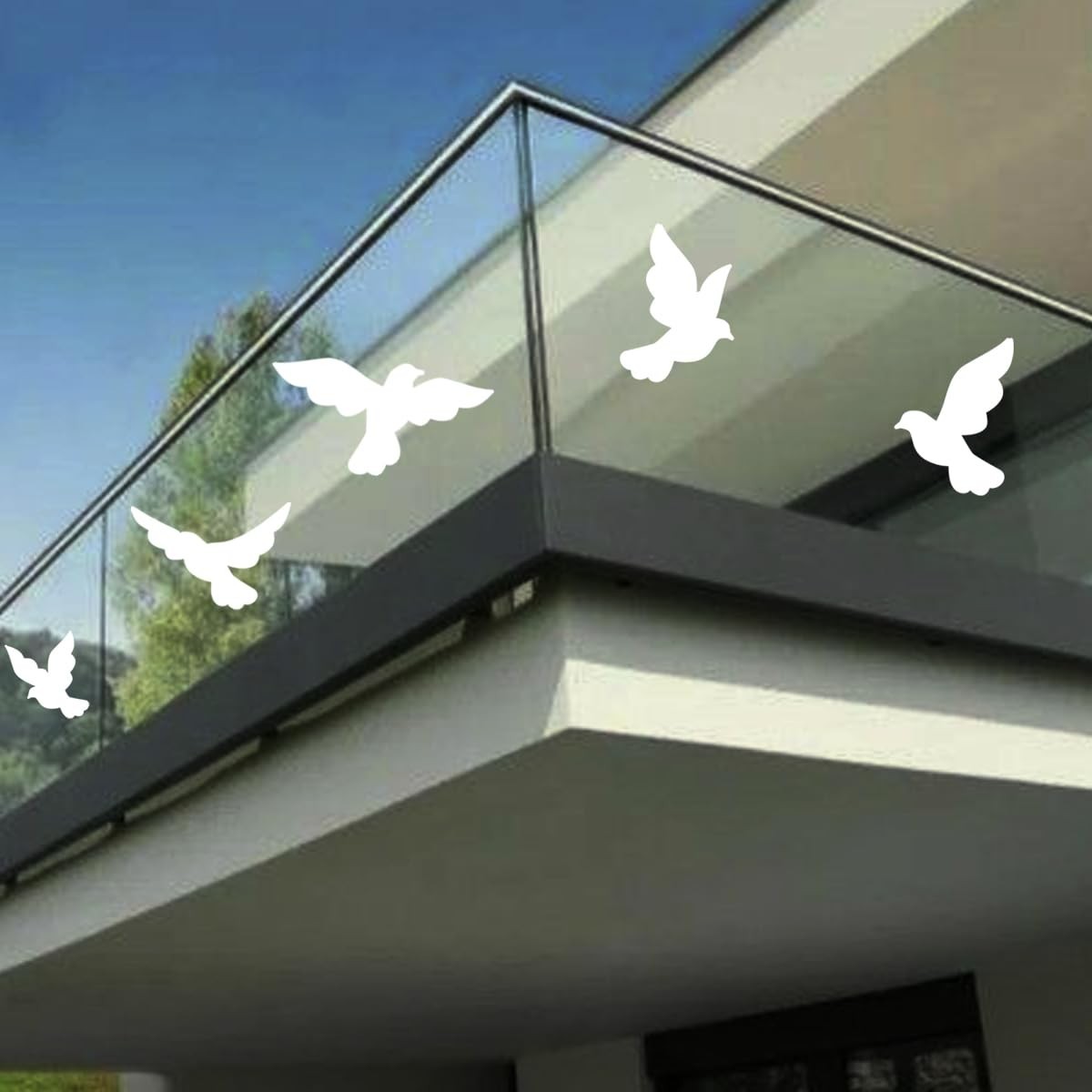 Adesivo Pássaros para Janelas - Proteja Aves e Decore com Estilo (5 Unidades, Branco)