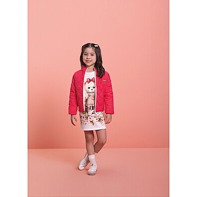 Jaqueta Puffer Infantil Floral: Aqueça com Estilo!