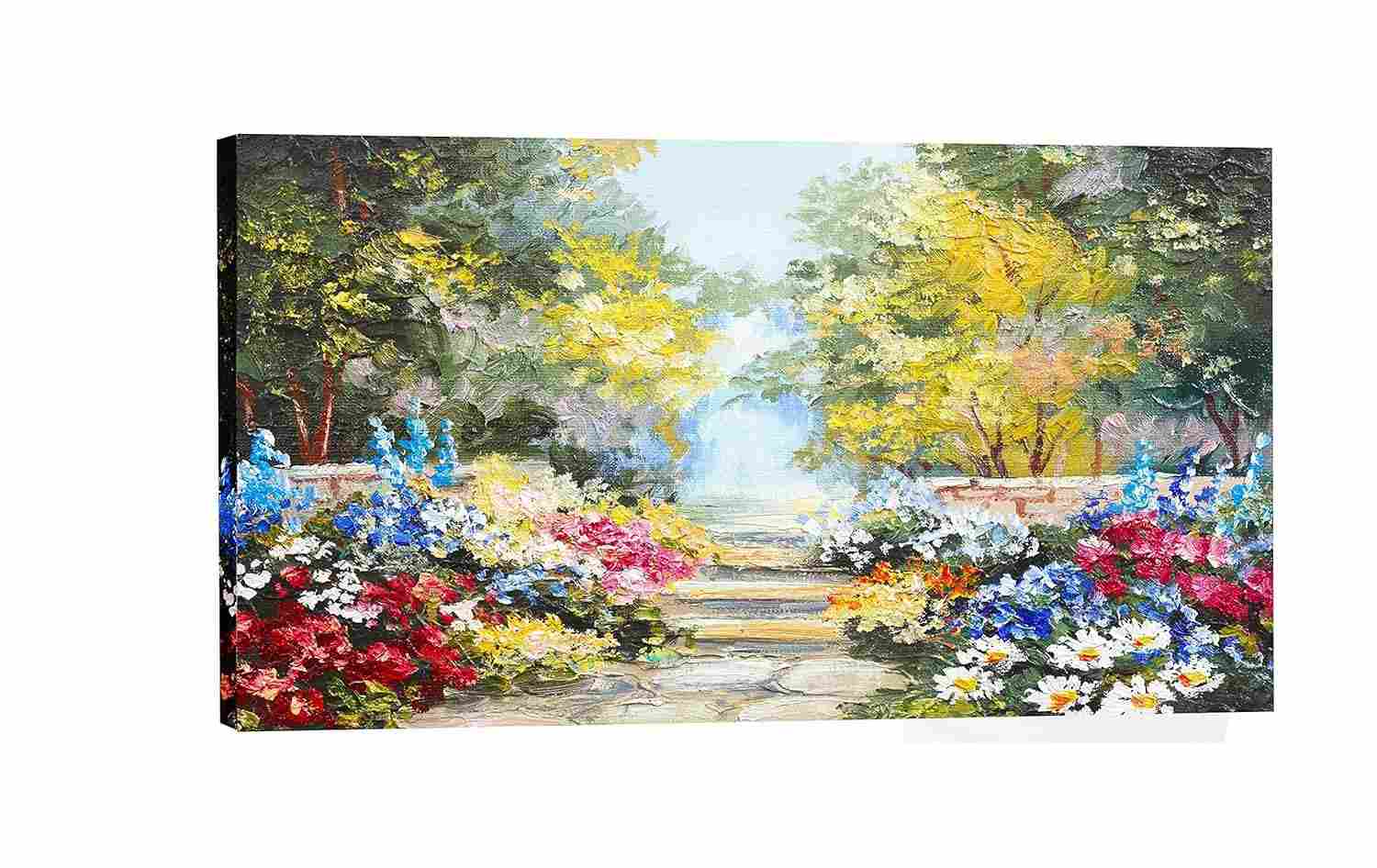 Quadro Decorativo Paisagem Jardim 55x100 - Impressão Digital para Sala Moderna