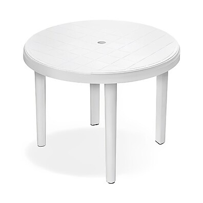 Mesa Plástica Redonda Meet Preta: Desmontável e Ideal para Jardim