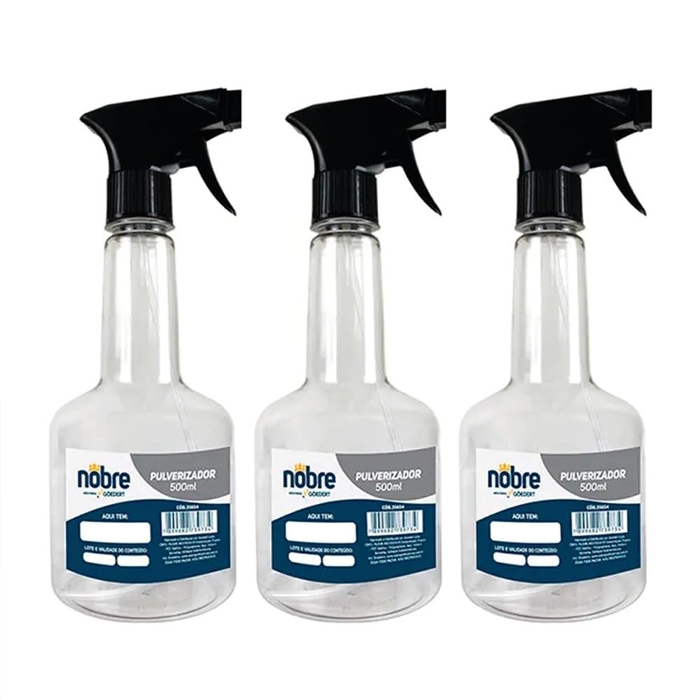 Kit 3 Borrifadores Pulverizadores 500ml - Gatilho Manual Nobre para Limpeza e Jardinagem