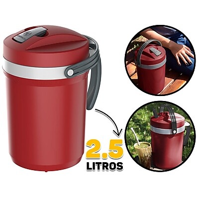 Jarra Térmica Fliptop 2.5L Vermelha – Ideal para Tereré, Viagem e Praia