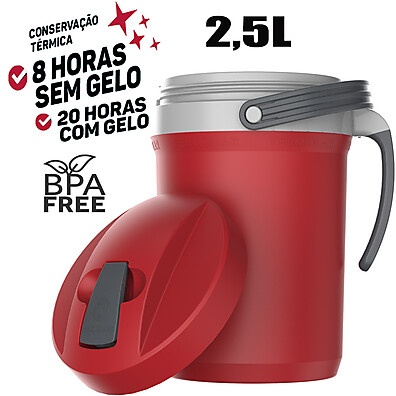 Jarra Térmica Fliptop Vermelha 2,5L – Bebida Gelada por até 20h