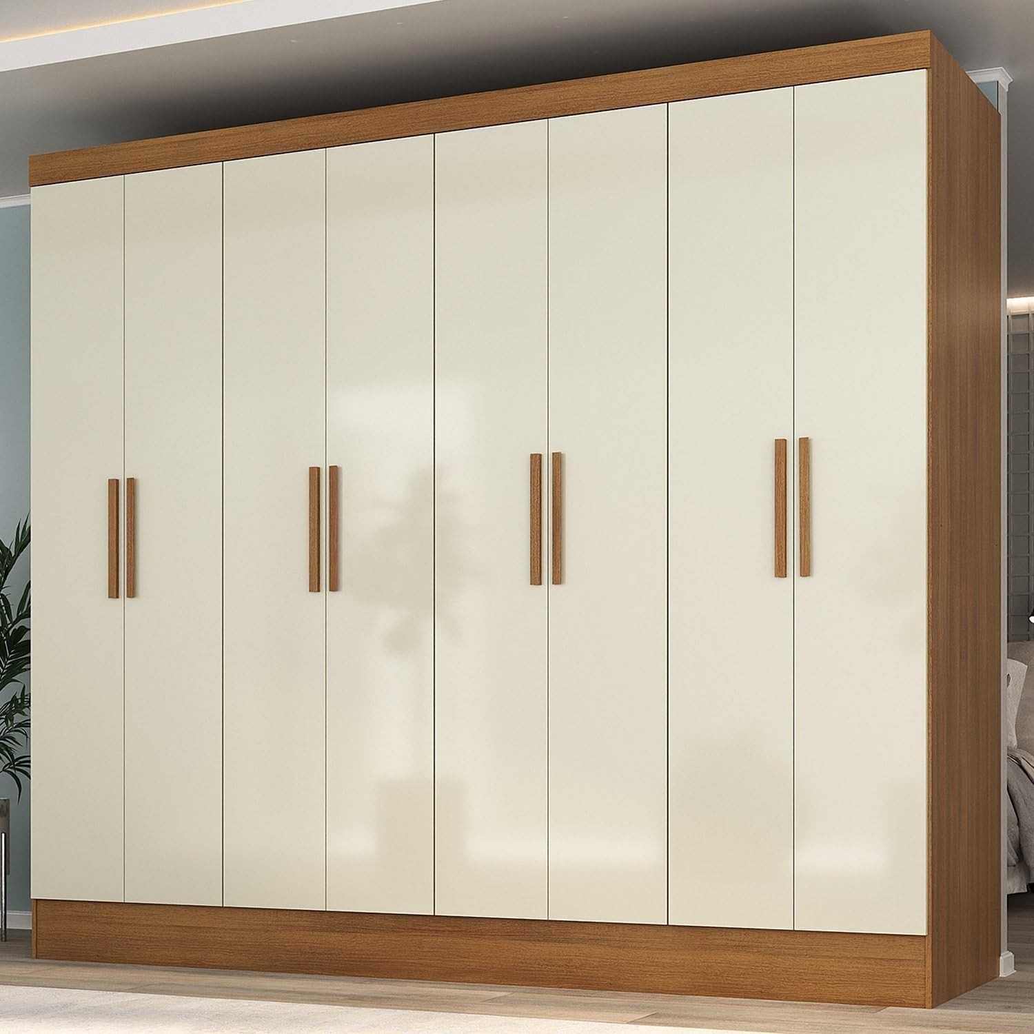 Guarda-Roupa Casal 8 Portas 4 Gavetas Jatobá Yescasa Cinamomo/Off White - Design Moderno e Espaçoso