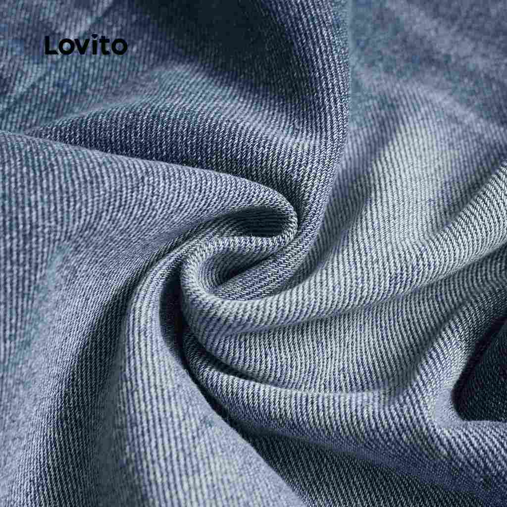 Jeans Lovito Casual com Zíper e Laço para Mulheres - LNA62072