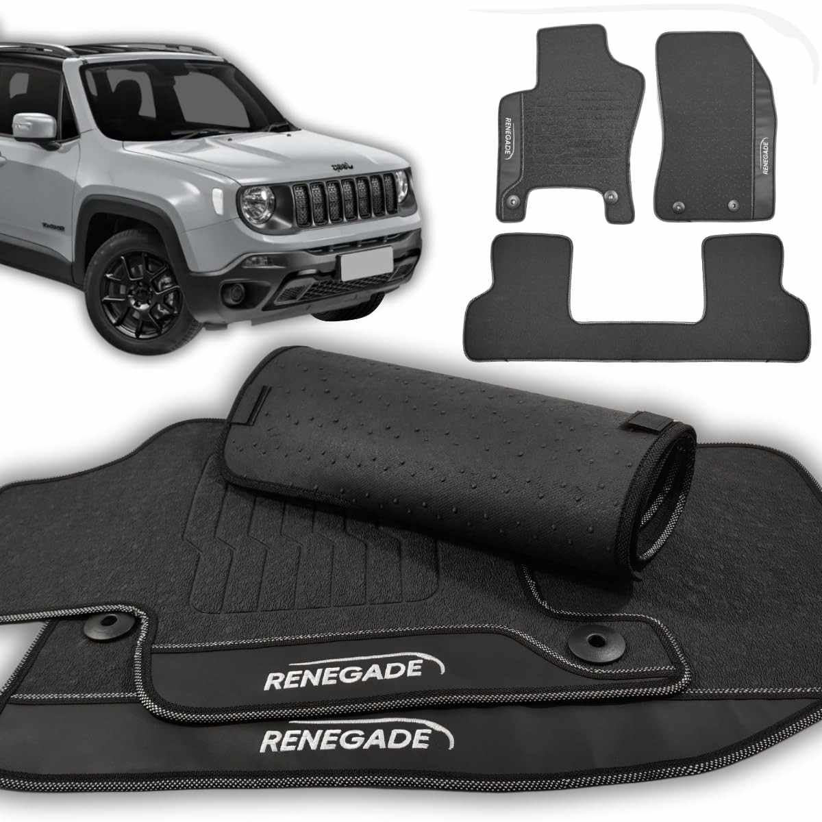 Tapete Veicular Emborrachado Premium para Jeep Renegade (2015-2025) - Proteção e Estilo Inovadores