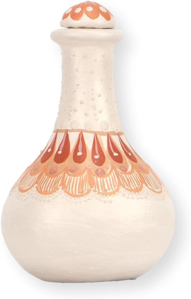Moringa ou Azeiteira Artesanal do Vale do Jequitinhonha, Cerâmica Decorativa com Tampa, 14 cm Altura, 80 ml