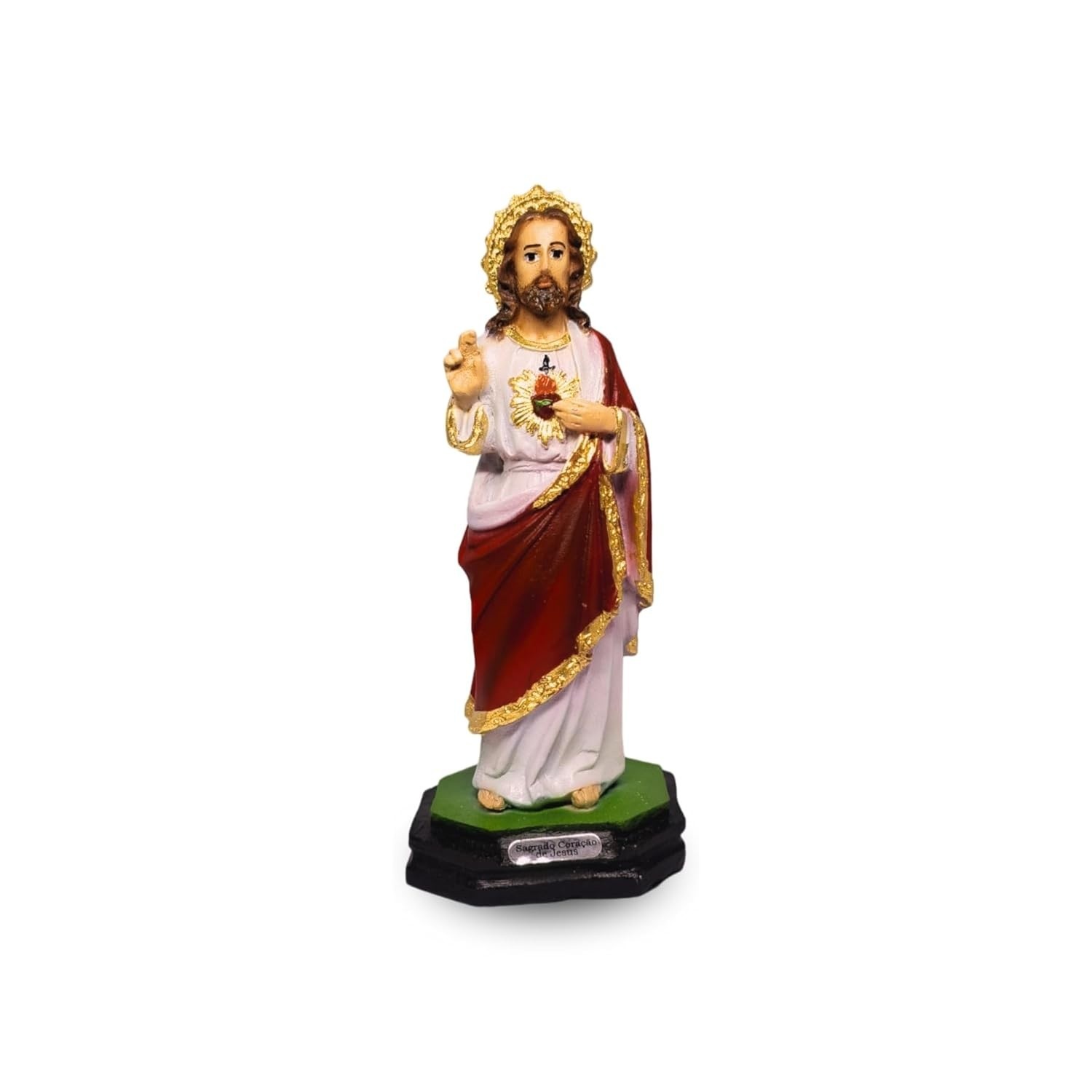 Imagem do Sagrado Coração de Jesus em Resina 15cm - Peça Artesanal para Decoração Religiosa