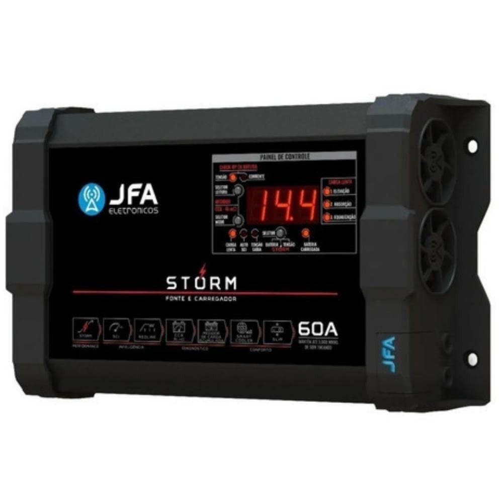 Fonte Carregador Automotivo JFA Storm 60A SCI Bivolt: Potência e Segurança para seu Veículo