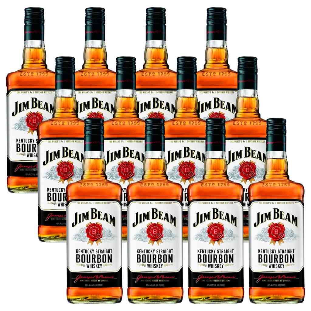 Jim Beam White 1L: Kit com 12 Whiskies Bourbon