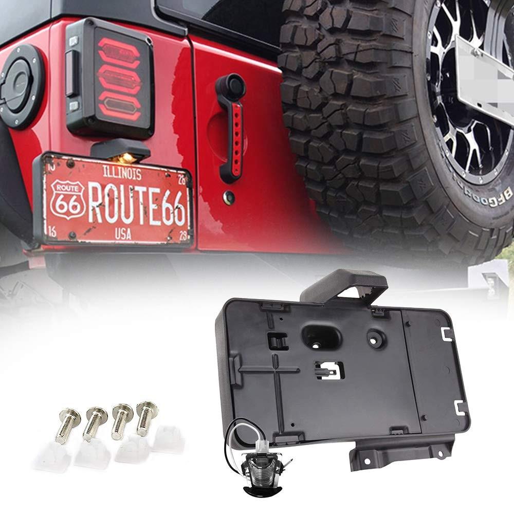 Suporte de Placa Traseira A ABIGAIL para Jeep Wrangler JK (2007-2018) - Preto com Luz Integrada