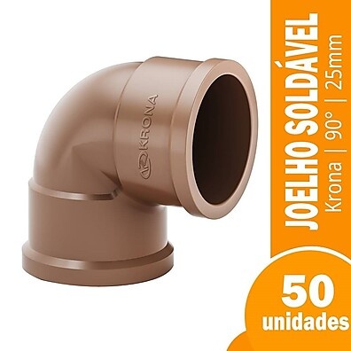 Joelho Soldável 90° 25mm Krona: 50 Unidades