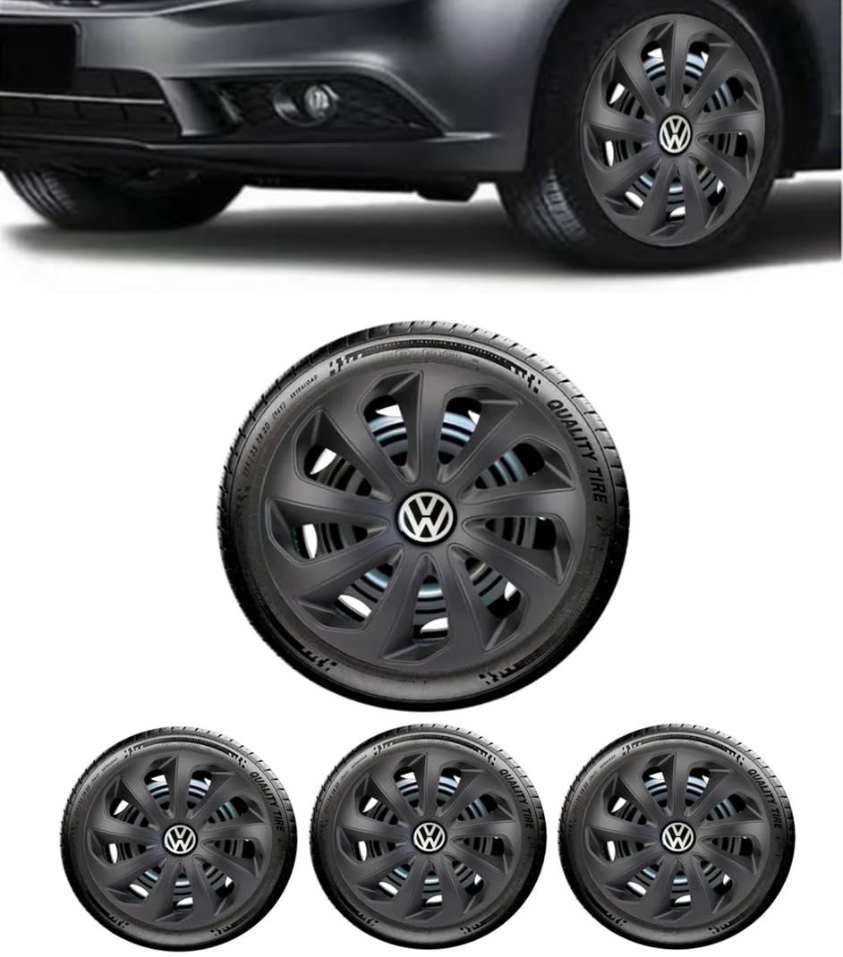 Jogo 4 Calotas Esportivas Velox Aro 14 Preto Fosco - Compatível com VW Gol, Fox, Voyage e mais!