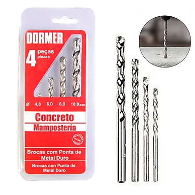 Jogo de Brocas para Concreto 4 Peças Wídea 1 a 10mm