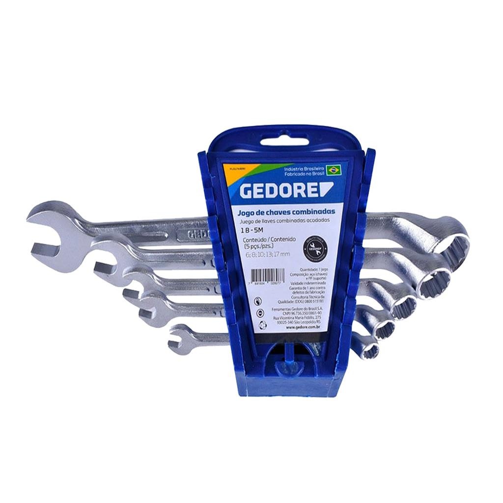 Jogo de Chaves Combinadas 6 a 17mm Gedore – 5 Peças de Qualidade Profissional