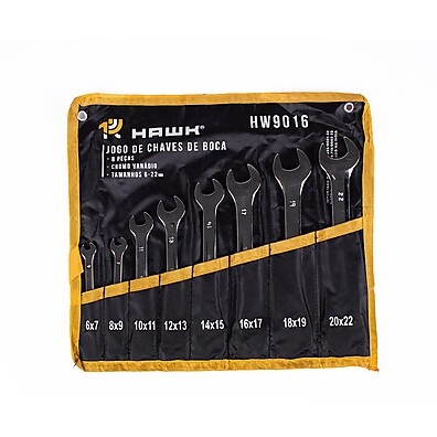 Jogo de Chaves HW9016 Hawk – 8 Peças de 6mm a 22mm Cromo Vanádio