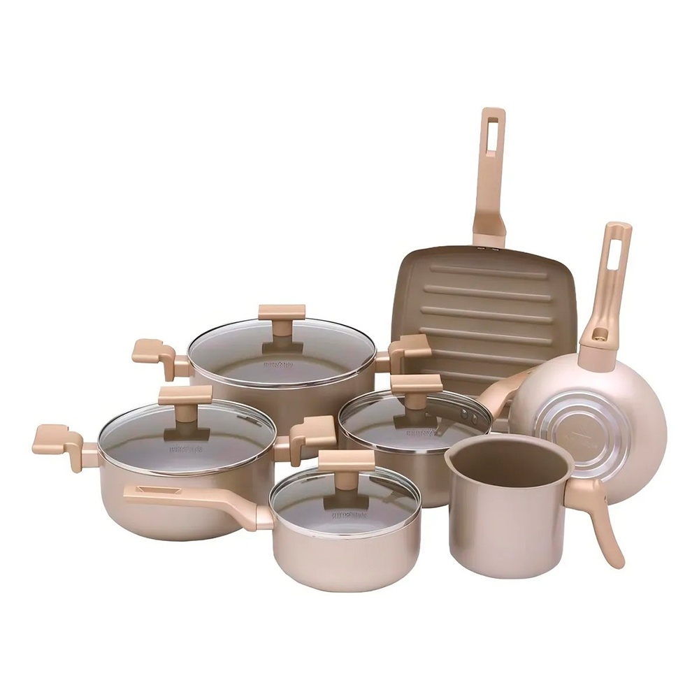 Jogo de Panelas 7 Peças Sartin Cook Champagne: Complete sua cozinha com elegância e praticidade