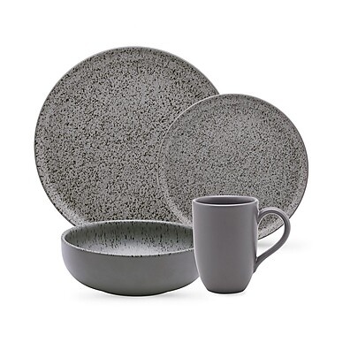 Jogo de Pratos Oxford Flat Gray – 16 Peças para Jantar e Lanche